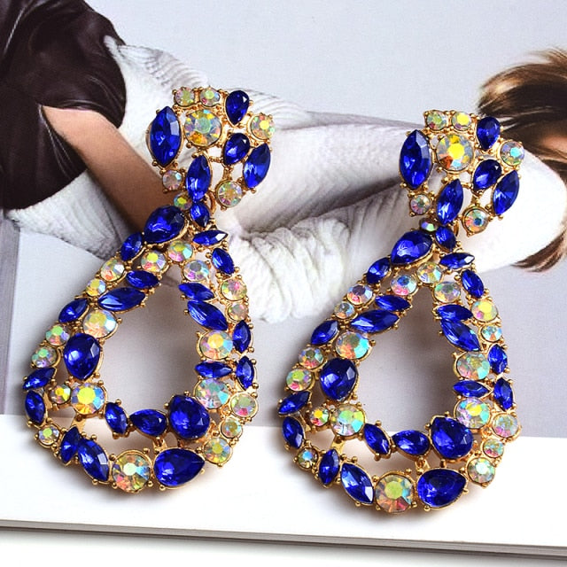 Wholesale Colorful Crystal Geometric Metal Dangle Drop Earrings High-Quality Classic Hot Jewelry Accessories For Women