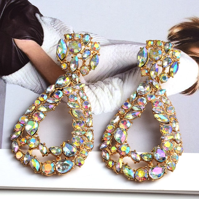 Wholesale Colorful Crystal Geometric Metal Dangle Drop Earrings High-Quality Classic Hot Jewelry Accessories For Women
