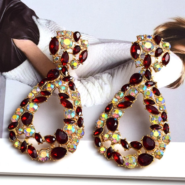 Wholesale Colorful Crystal Geometric Metal Dangle Drop Earrings High-Quality Classic Hot Jewelry Accessories For Women