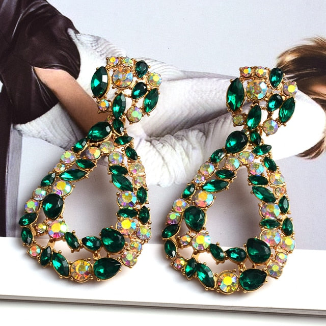 Wholesale Colorful Crystal Geometric Metal Dangle Drop Earrings High-Quality Classic Hot Jewelry Accessories For Women