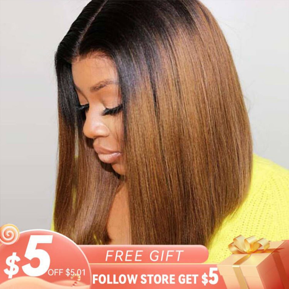 SPARK Ombre 1B/30 Bob Peruvian Straight Highlight 13x4 Lace Frontal Short Bob Wig Remy Hair 4x4 HD Lace Closure Human Hair Wigs