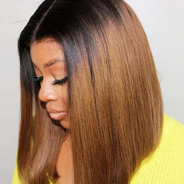 SPARK Ombre 1B/30 Bob Peruvian Straight Highlight 13x4 Lace Frontal Short Bob Wig Remy Hair 4x4 HD Lace Closure Human Hair Wigs