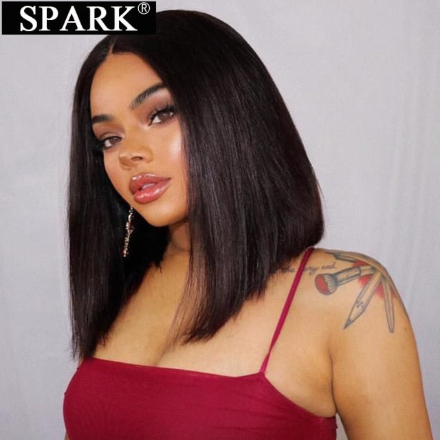 SPARK Ombre 1B/30 Bob Peruvian Straight Highlight 13x4 Lace Frontal Short Bob Wig Remy Hair 4x4 HD Lace Closure Human Hair Wigs