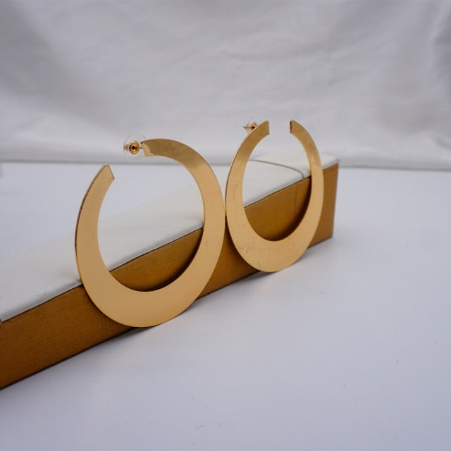 Oversize Hoop Earrings Gold Round Circle Earrings pendant Statement Earrings