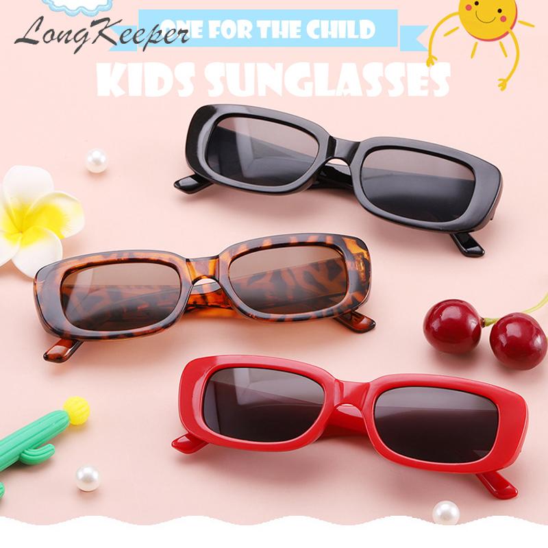 Girls Narrow Rectangle Sunglasses For Kids Retro Jelly Color Eyewear Shades UV400