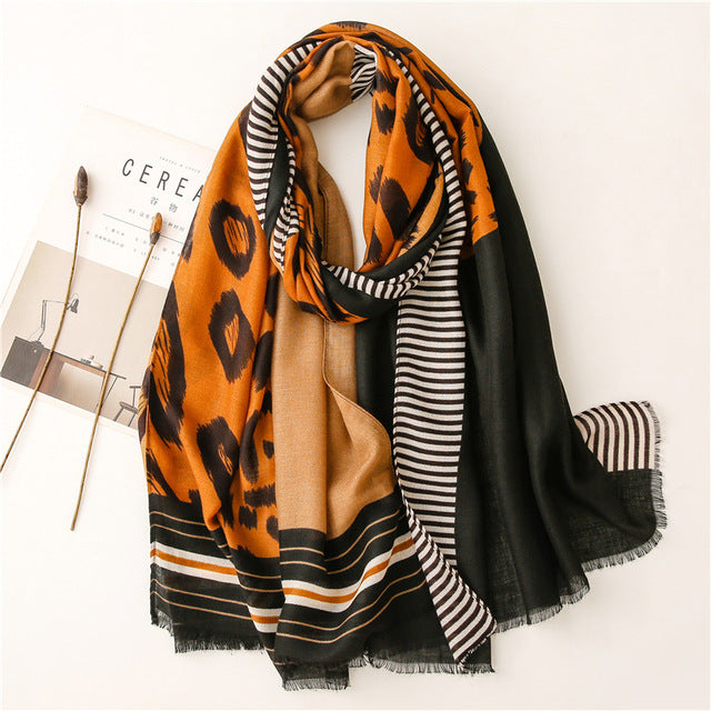 Sexy Leopard Dot Viscose Scarf High Quality Fringe Shawls and Wraps
