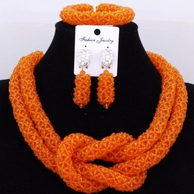 Chunky Women Royal Blue African Beads Bridal Jewelry Sets For Wedding Nigerian Beads Necklace Earrings Bracelet Set Of Jewelry