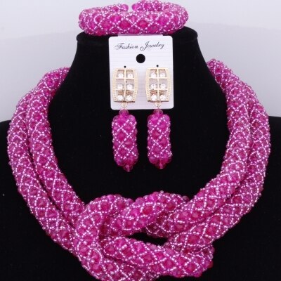 Chunky Women Royal Blue African Beads Bridal Jewelry Sets For Wedding Nigerian Beads Necklace Earrings Bracelet Set Of Jewelry