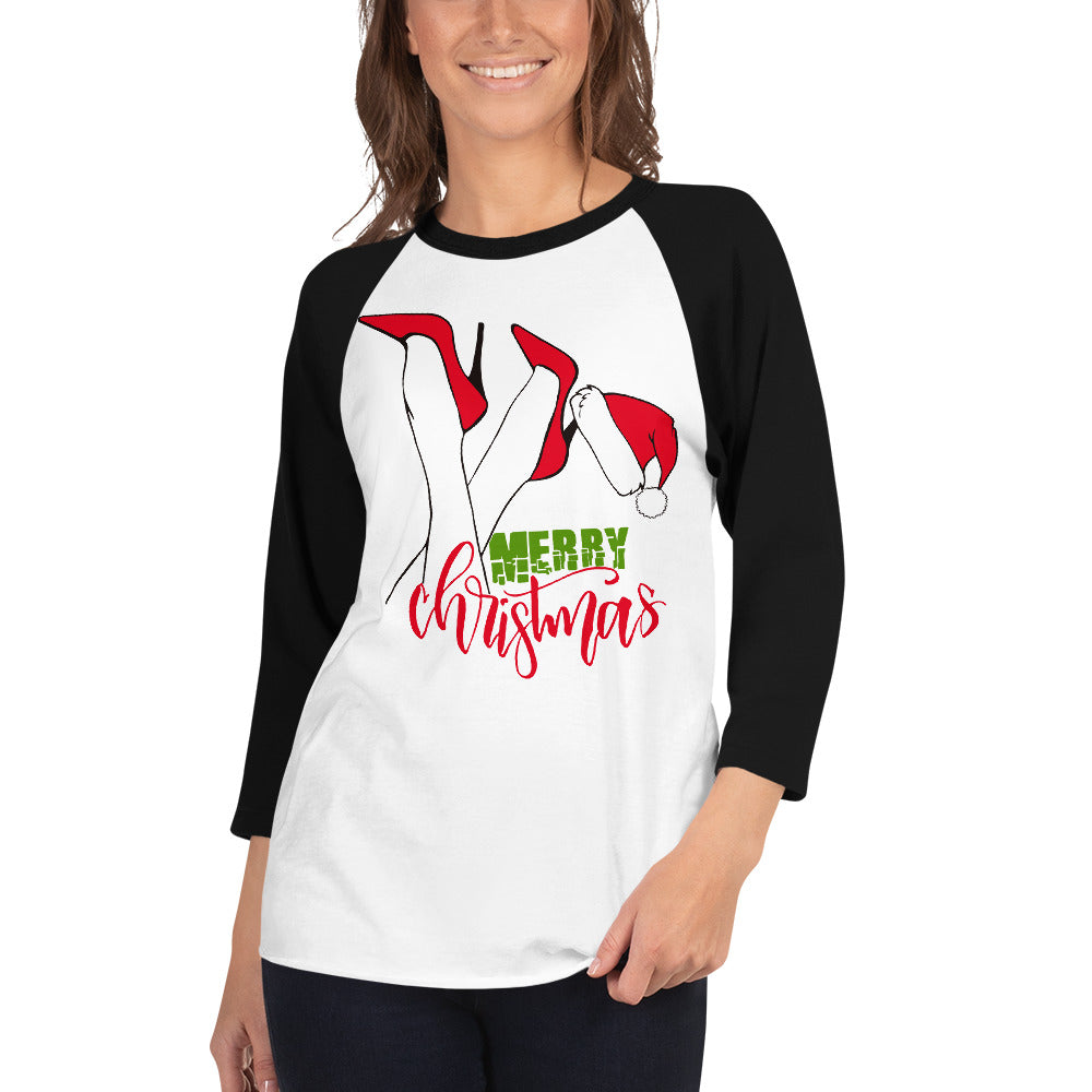 Merr Christmas Womens Heels 3/4 sleeve raglan shirt
