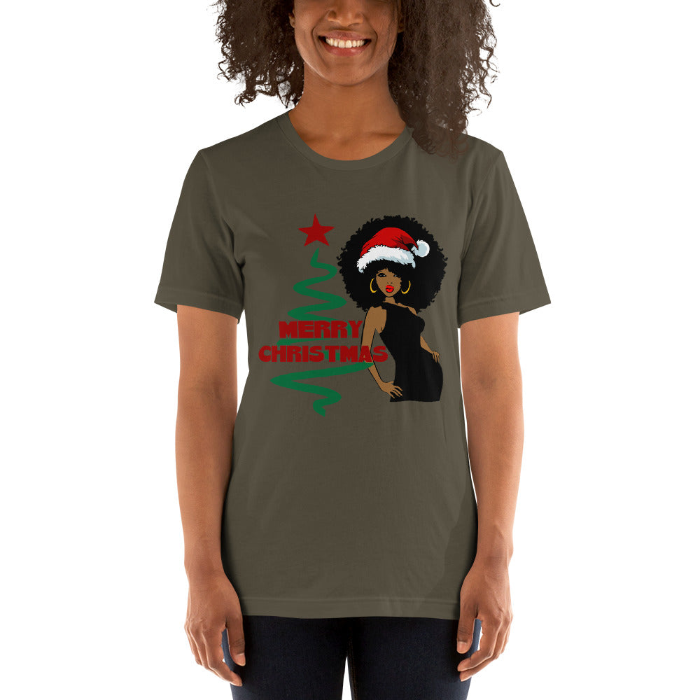 Merry Christmas Afro Women 3 Short-Sleeve Unisex T-Shirt