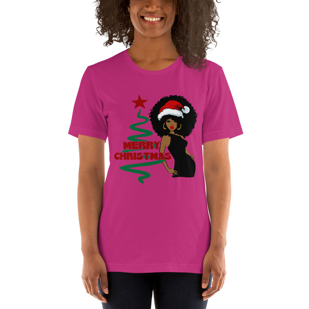Merry Christmas Afro Women 3 Short-Sleeve Unisex T-Shirt