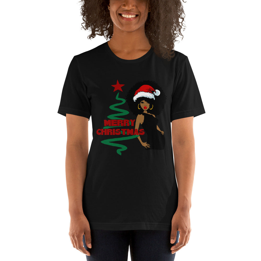 Merry Christmas Afro Women 3 Short-Sleeve Unisex T-Shirt