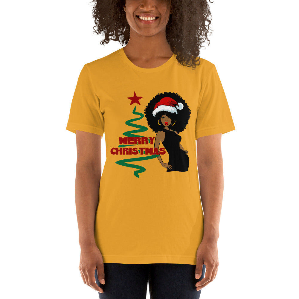 Merry Christmas Afro Women 3 Short-Sleeve Unisex T-Shirt