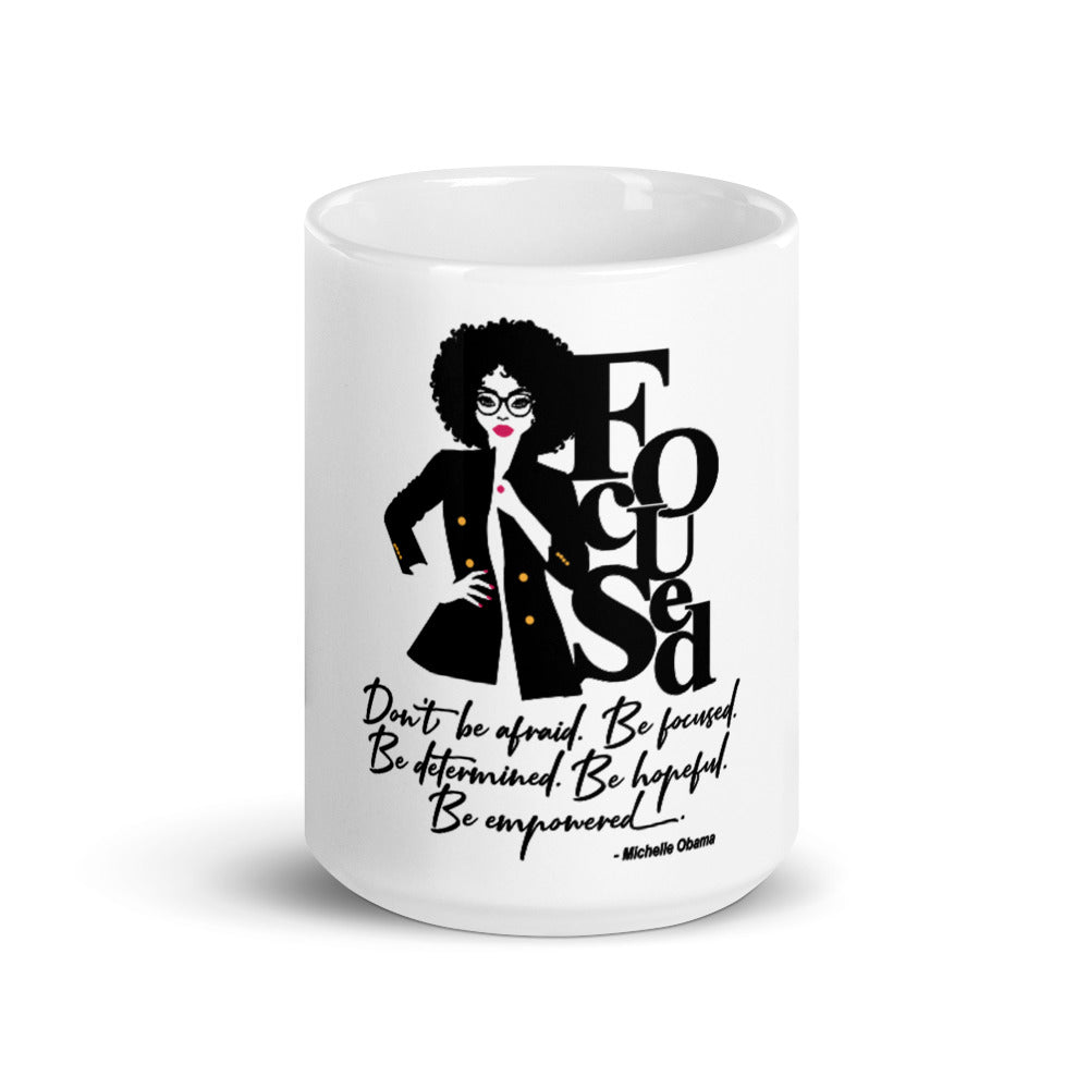FOCUSED White glossy mug