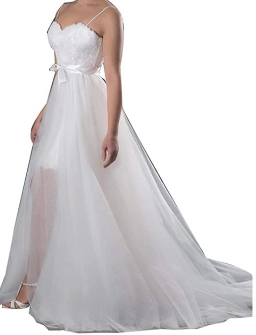 Maxi Tulle Skirts Detachable Train Overskirt