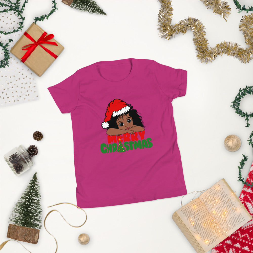 Merry Christmas Girl Youth Short Sleeve T-Shirt