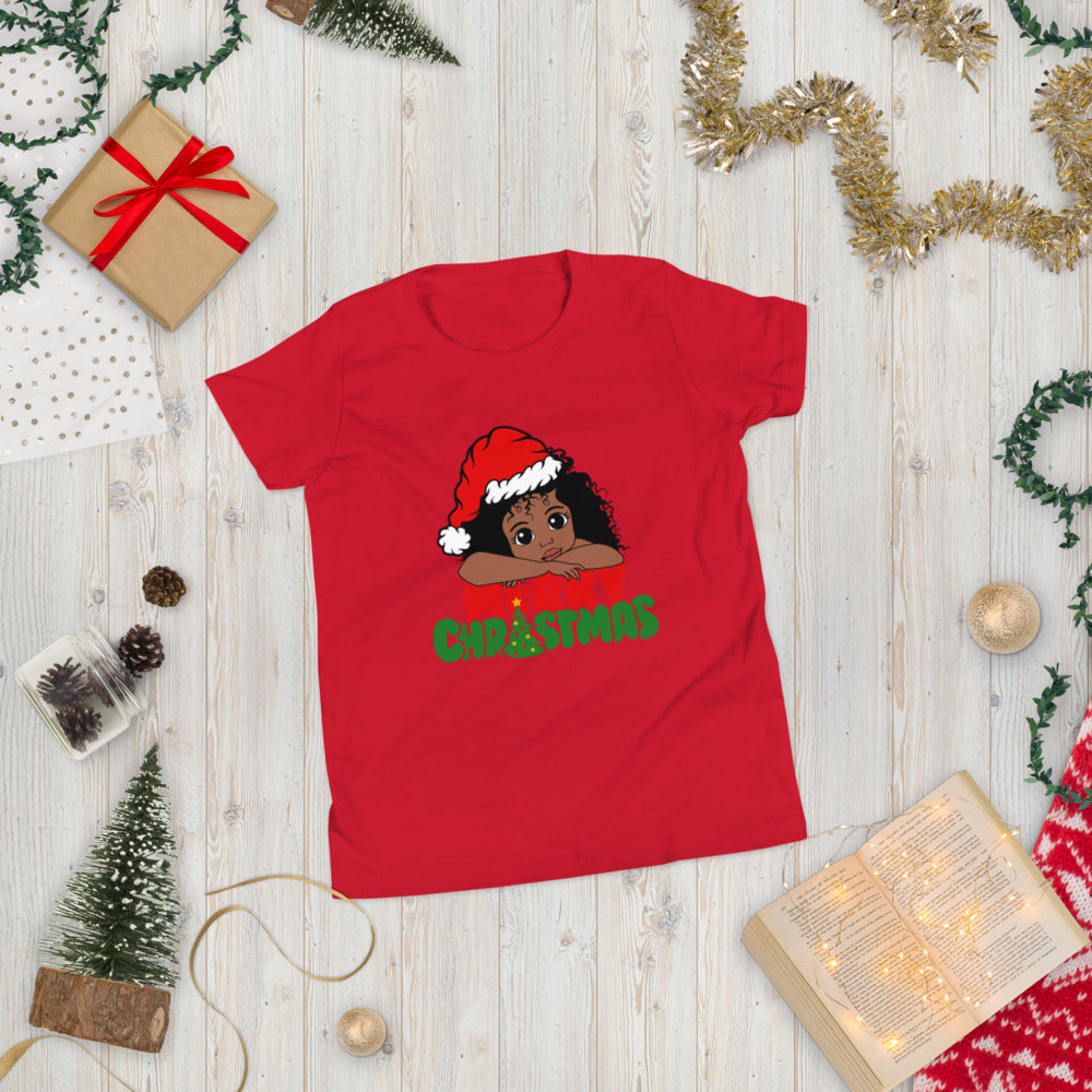 Merry Christmas Girl Youth Short Sleeve T-Shirt