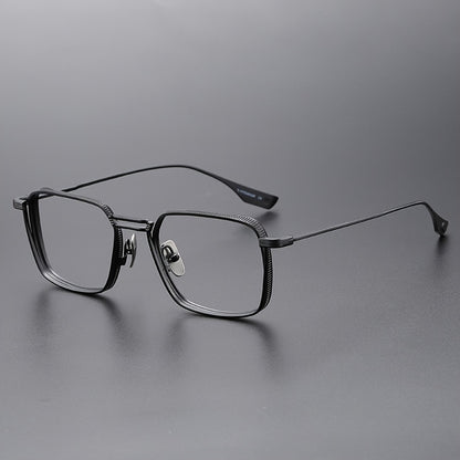 Exquisite Metal Square Frame Plano Glasses for Men