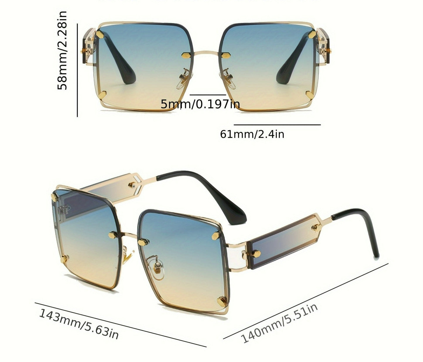 Gradient Lens Fashion Glasses For Women Men Anti Glare