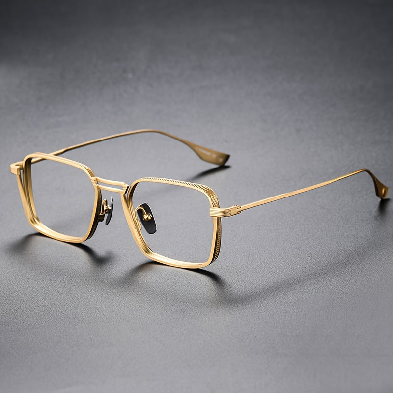 Exquisite Metal Square Frame Plano Glasses for Men