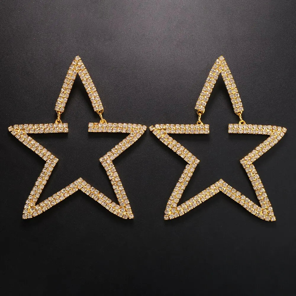 Luxury Design Exaggerated Rhinestone Star Earrings