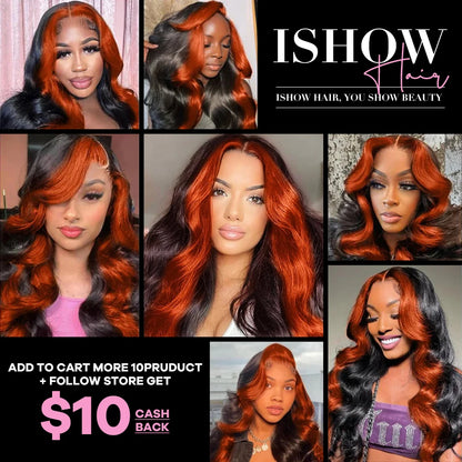 Highlight Ginger Lace Front Human Hair Wigs Glueless 13x4 HD Body Wave Lace Front Wig Brazilian Remy