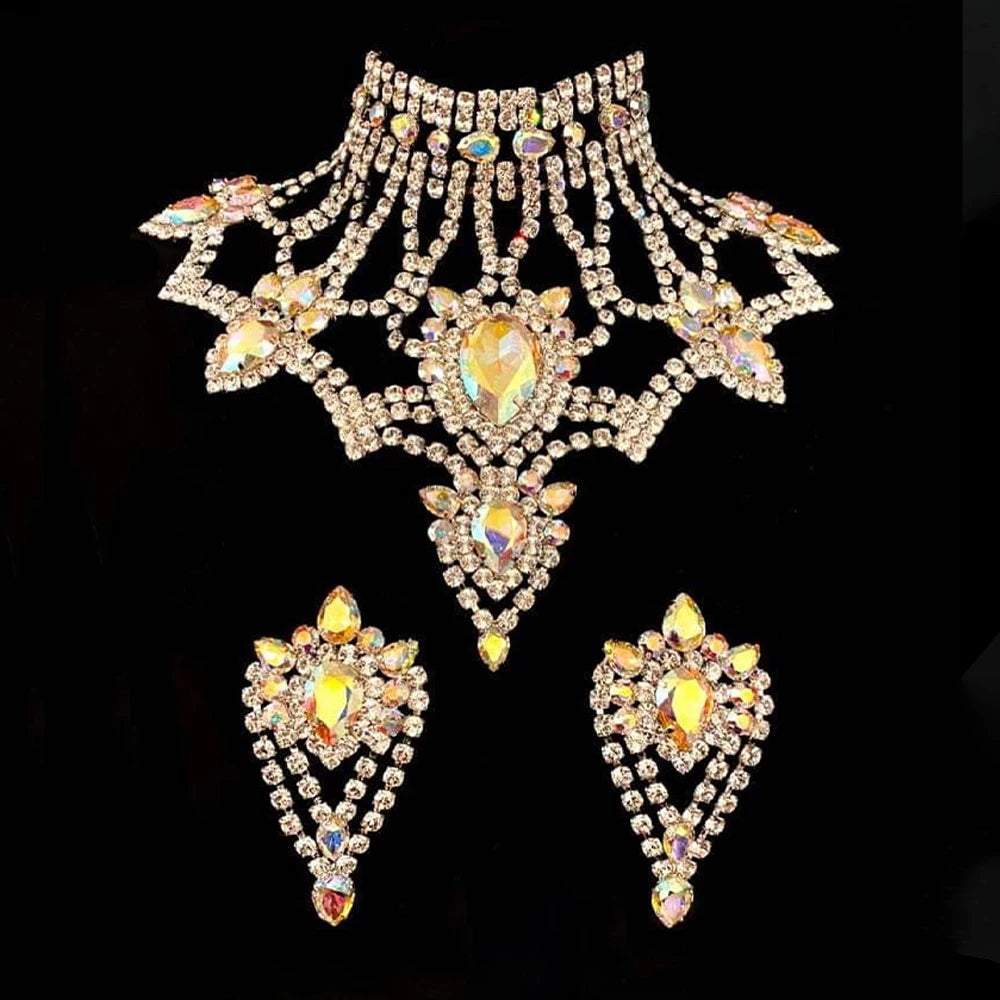 2 Piece Rhinestone Exaggerate Necklace and Earring Sets