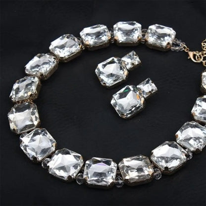 Square Crystal Necklace Set