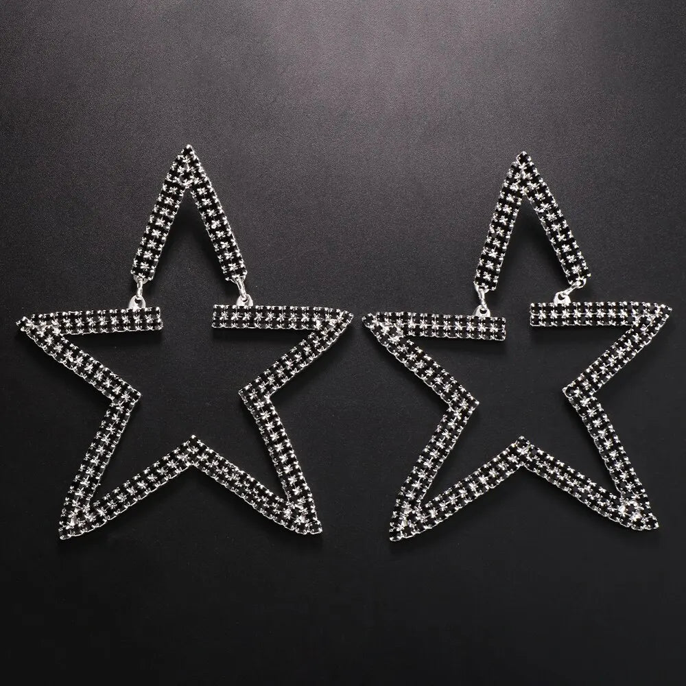 Luxury Design Exaggerated Rhinestone Star Earrings