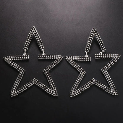 Luxury Design Exaggerated Rhinestone Star Earrings