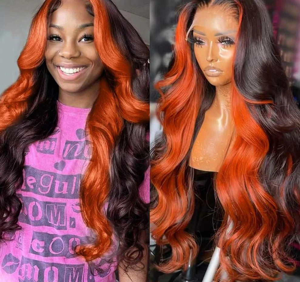 Highlight Ginger Lace Front Human Hair Wigs Glueless 13x4 HD Body Wave Lace Front Wig Brazilian Remy