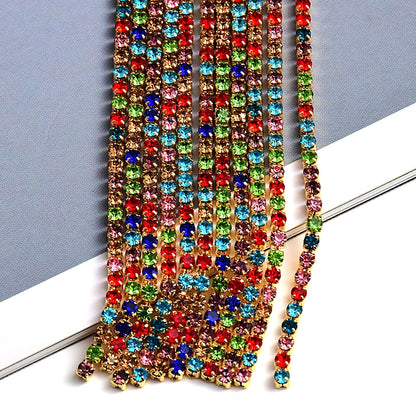 Colorful Crystal Tassel Earrings