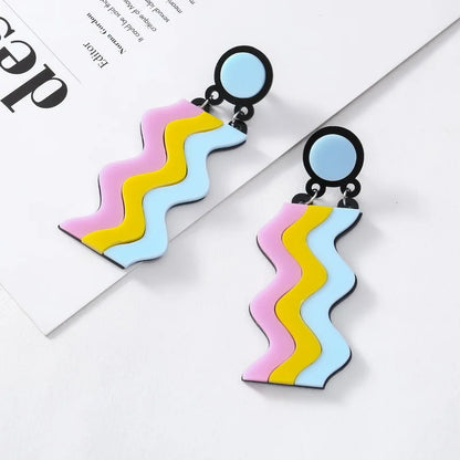 Geometric Lovely Acrylic Half Moon Acrylic Dangle Earrings