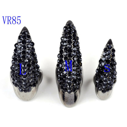 5Pcs/set Unisex Retro Punk Rock Crystal Rhinestone Claw Rings