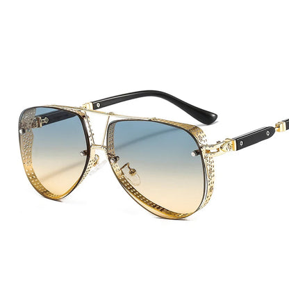 Hollow Pattern Oval Luxury Trend Metal Gradients Lens