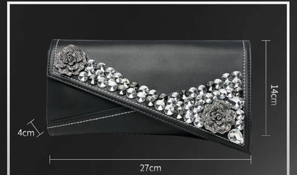 Fashion Diamond Leather Clutch Bag