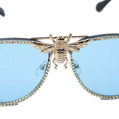 Diamond Trim Bee Retro Cat Eye Fashion Sunglasses