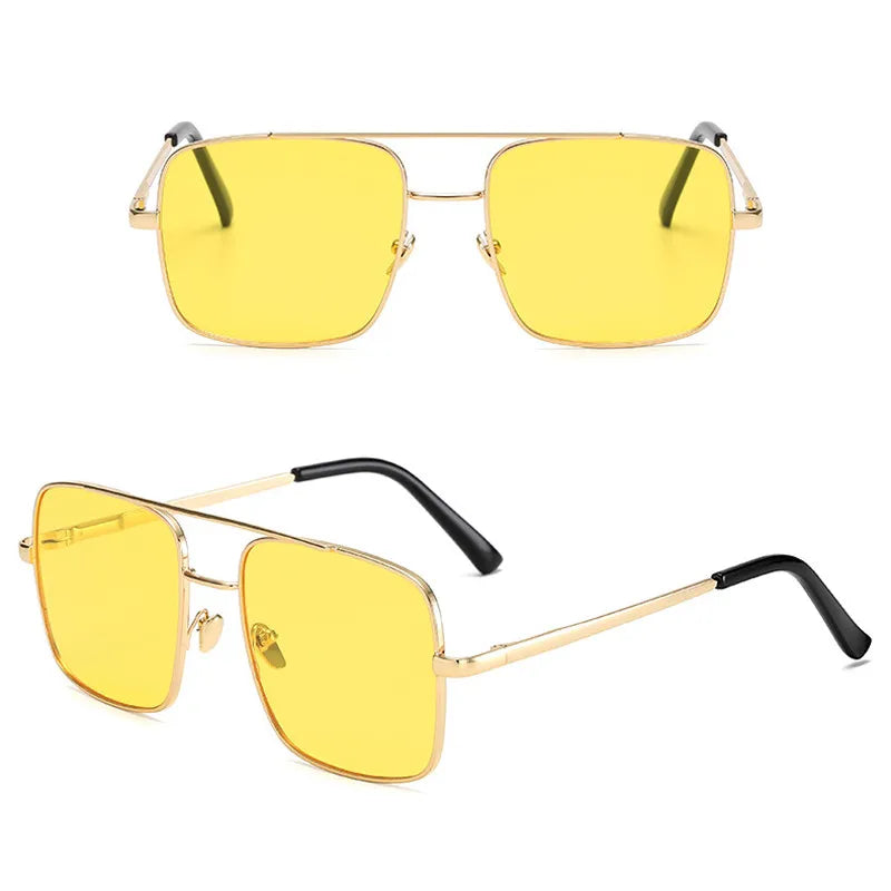 Double Beam Square Sunglasses Men UV400