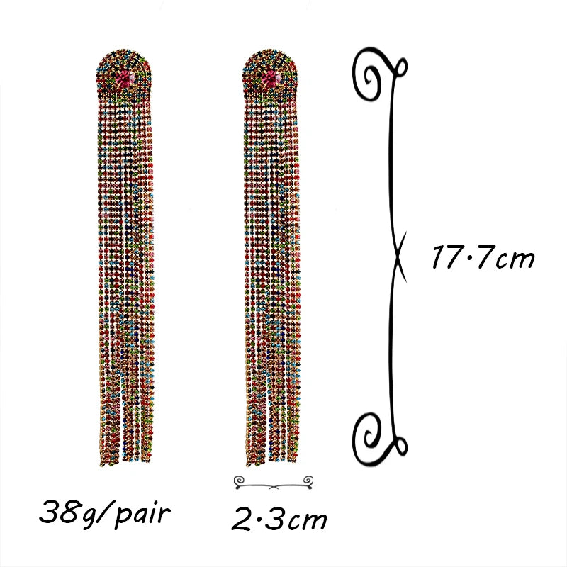 Colorful Crystal Tassel Earrings