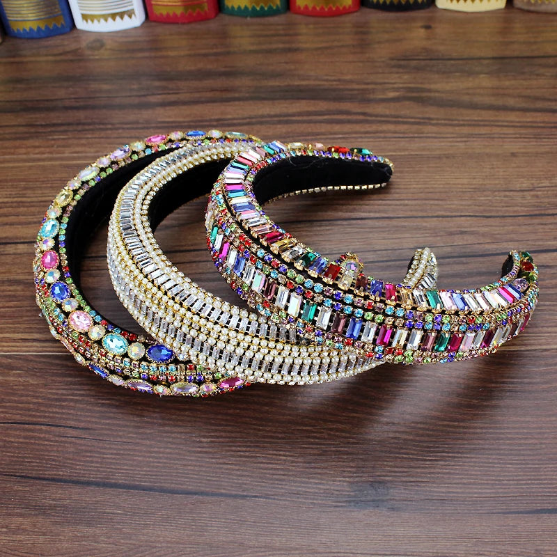 Crystal Pearl Baroque Hairband Padded Rhinestone