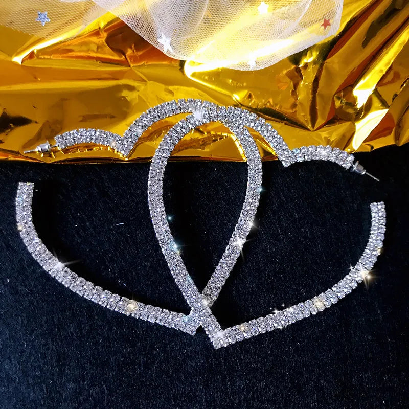 Big Heart Crystal Hoop Earrings