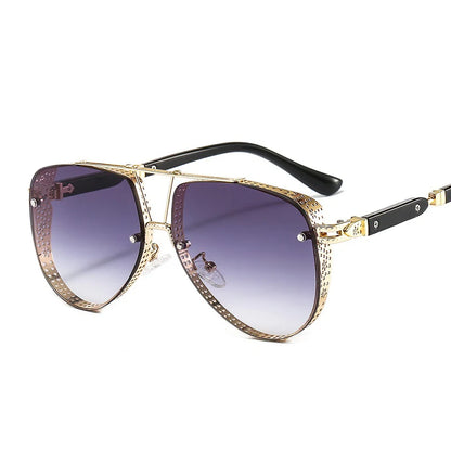 Hollow Pattern Oval Luxury Trend Metal Gradients Lens