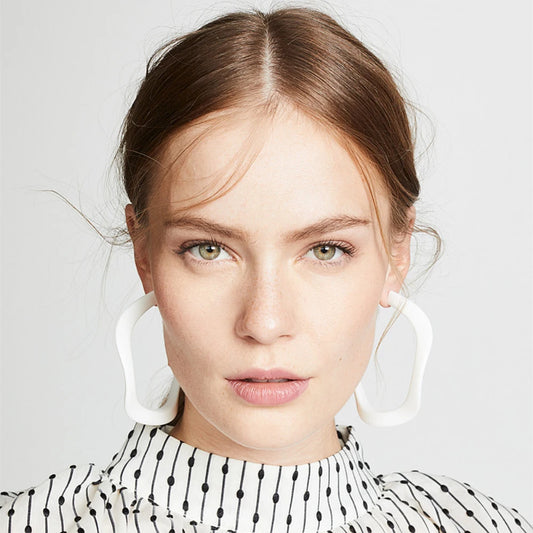 Statement Round Circle C Acrylic Hoop Earrings
