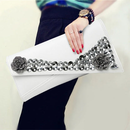 Fashion Diamond Leather Clutch Bag