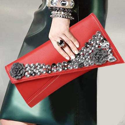 Fashion Diamond Leather Clutch Bag