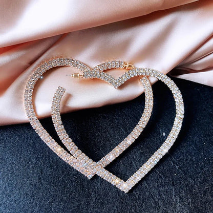 Big Heart Crystal Hoop Earrings