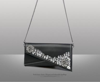 Fashion Diamond Leather Clutch Bag