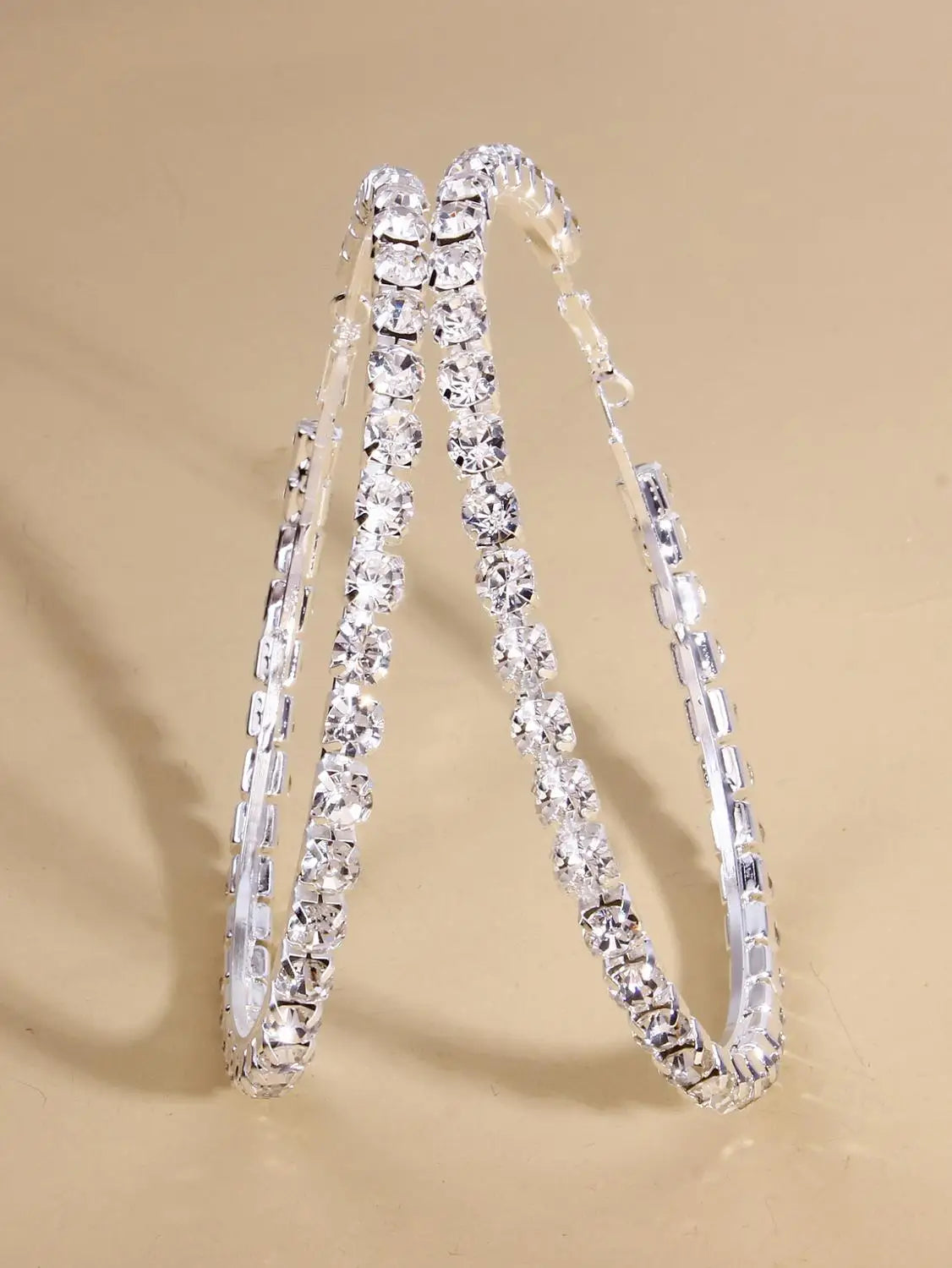 Rhinestone Fashion Large Round Hoop Earrings