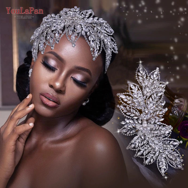 Flower Headband Rhinestone Tiara Luxurious Hair Accessories Crystal Headwear