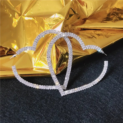 Big Heart Crystal Hoop Earrings